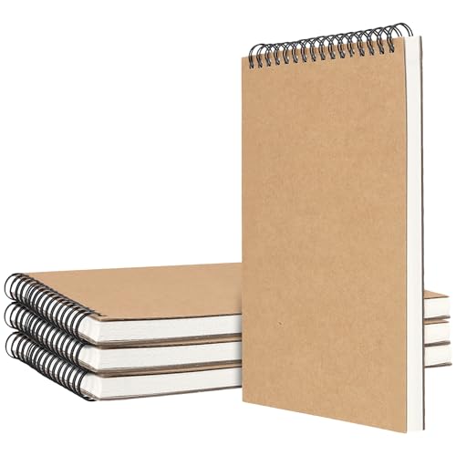 CHUENHEI 4 blocs de dibujo A5, bloc de dibujo A5, en blanco, con 60 páginas/30 hojas, cuaderno de bocetos A5 para dibujos y bocetos, 14,7 x 21 cm, color marrón