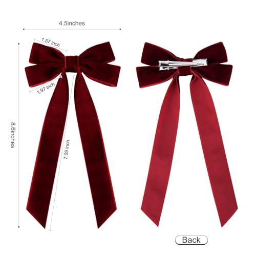 2 piezas lazos de terciopelo rojo para cabello miniatura 3