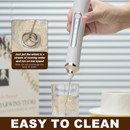 Image of Handheld Electric Milk Frother with 2 Heads, Coffee Whisk Foam Mixer with USB Rechargeable 3 Speeds, Foam Maker Blender for Latte, Cappuccino, Hot Chocolate, Egg (Type 4)