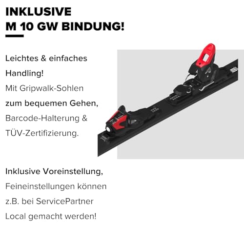 ATOMIC REDSTER SC + M 10 GW Ski - Länge 147 cm - Skier für Damen & Herren - Hochwertige Ski mit TI Stabilizer für hohe Wendigkeit - Mit Densolite Core für optimale Dämpfung