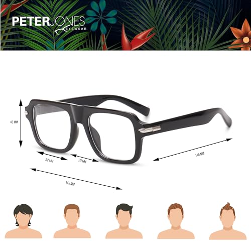 Image of Peter Jones Square Unisex Large Blue Light Blocking UV Protected Computer /Gaming Glasses (3754F)