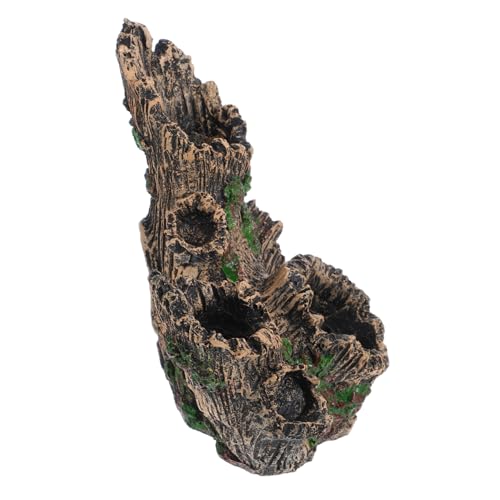 HOMOBABE 多孔樹洞 アクアリウム用樹脂製 流木風隠れ家 コンパクト 水槽装飾 魚と爬虫類の な隠れ場所 自然な木肌デザイン