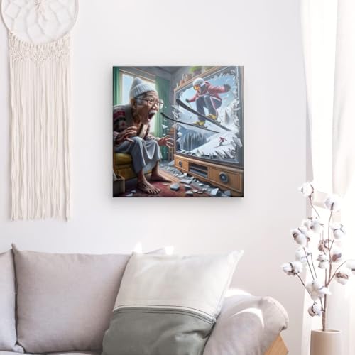 Toile murale sauteur de ski 80x80 cm pour décoration de chambre moderne