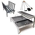 Luxury Argentine Grill with removable iron modules + Brazier + fire tools - Iron Argentina Grill - BBQ Parrilla Asado. Sor Pampa Grill - Argentina Grill (32 x 20 in)