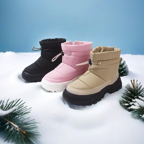 Snow Boots for Kids Boys Girls Insulated Waterproof Non Slip Winter Boots Faux Fur Lined Slip On Outdoor Warm Cozy Shoes 6