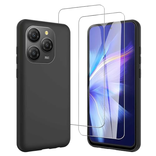 JDXHFF Funda Compatible con Blackview Shark 9 5G (6.67') con 2 Piezas Vidrio Templado Protector de Pantalla Película Protectora - Negro Carcasa Silicona TPU Suave Caso Case Black