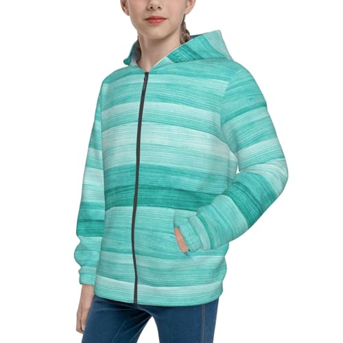 Teal Turquoise Kids Pullover Hoodies Boys Zip Up Sweatshirts Girls Athletic Clothes with Pocket - Main Image