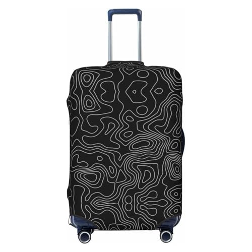 Elastic Travel Luggage Cover Printed Fractal Lines Double-Sided Suitcase Protector Bag,Dust-Proof Cratch-Resistant Washable Baggage Covers For Kid Adult,Medium