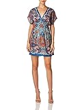 Angie Women's V Neck Kimono Sleeve Dress, Blue, Medium