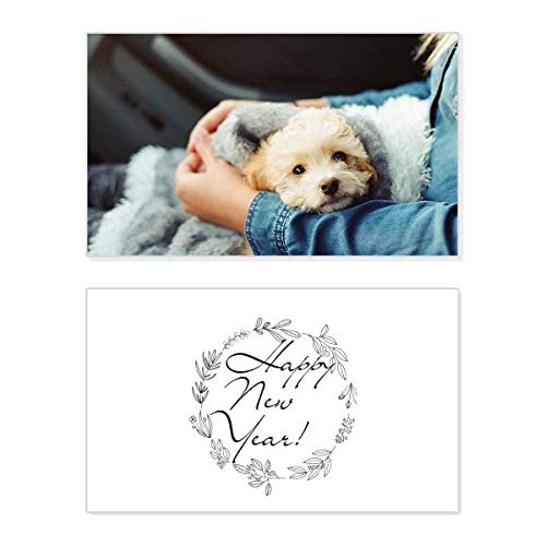 Tarjeta conmemorativa de Año Nuevo para fotografía de cachorro con dedicatoria impresa