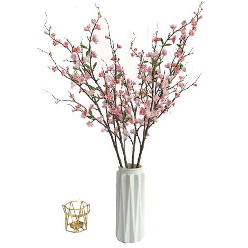 Arfobug 造花、桜、桃の花、梅の花、オーナメント、一輪造花、リビング装飾、ピンク、ドライフラワー、桜、新年ギフト (ピンク)
