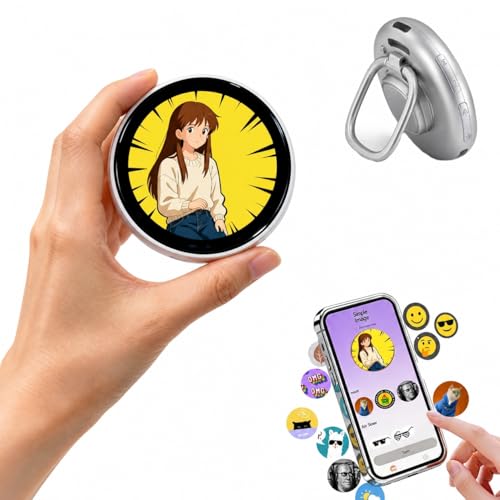 Chamii AniPin Ultra: Digital LED Display Badge & Digital Pin with Touch Screen Customizable Anime Style Wearable Smart Button for Parties Fan Events Ita Bags Cosplay and Fandoms