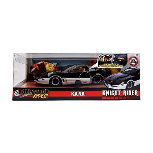 Jada - 31115-1982 Pontiac Firebird Modelo Escala 1/24 K.A.R.R. Enemigo de K.I.T.T. Metalo Die Cast con luz LED Frontal de Knight Rider - Negro/Gris - 20cm