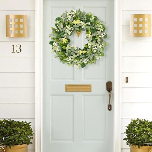 Couronne d'eucalyptus porte d'entrée solution décoration sans entretien - 6