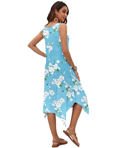 Image of AUSELILY Women's Summer Dresses Casual Sleeveless Midi Tank Beach Dress | Women's Asymmetrical Hem Sundress with Side Pockets, Great for Beach, Vacation & Daily Wear
