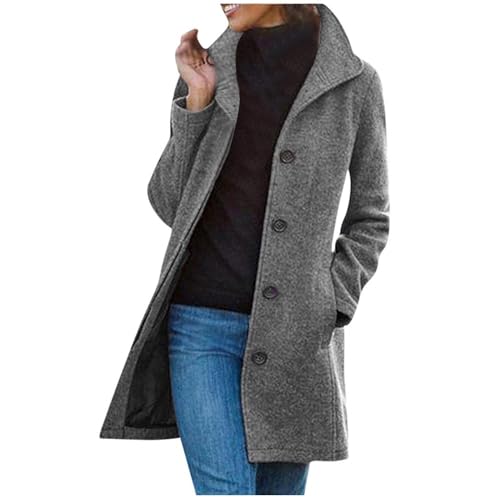Soulolo Damen Mantel Wollmantel Herbst Wintermantel Übergangsmantel Winter Jacke Parka mit Reverskragen Langarm Cardigan Elegante Slim Fit Outdoor Jacken