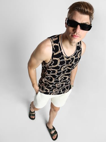 Image of Veirdo Men's Sleeveless Regular Fit Tshirt, All Over Printed Vest for Men, Cotton Sando for Beach Wear, Gym, Cycling, Running, & Other Sports (Available in Different Pattern)