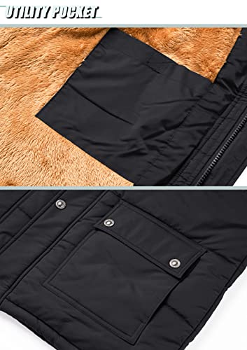 Tacvasen Men's Outerwear Vests With Fleece Liner Winter Warm Hiking Sleeveless Jacket Black, S #TOP3