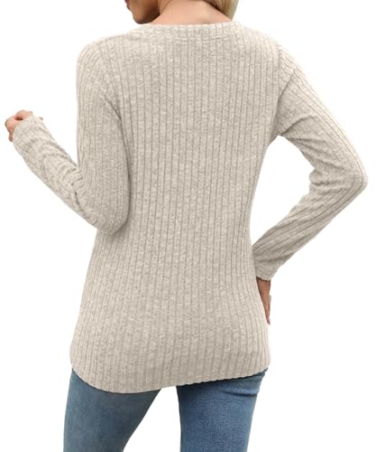 Image of XMTOPYE Sweaters for Women Fashion Long Sleeve Tops Pullover V Neck Casual Loose Sweatshirt