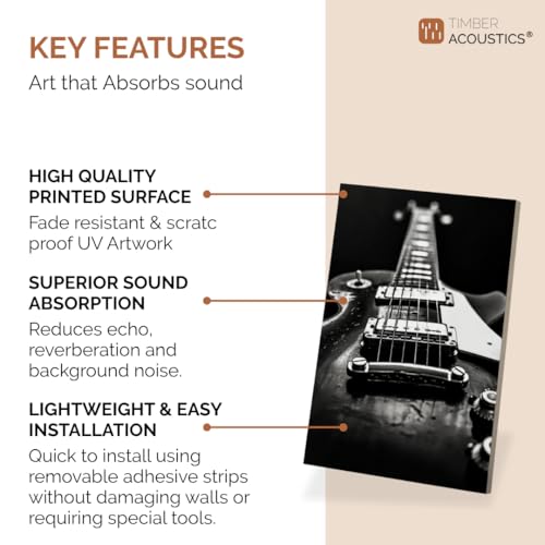 Image of Timber Acoustics Acoustic Art Wall Panels for Music Studio, 48 inchx32 inch PET Felt Sound Absorbing & Noise Reduction Panels for Wall, Acoustic Panels for Music Studio, (Retro Studio, Set of 6)