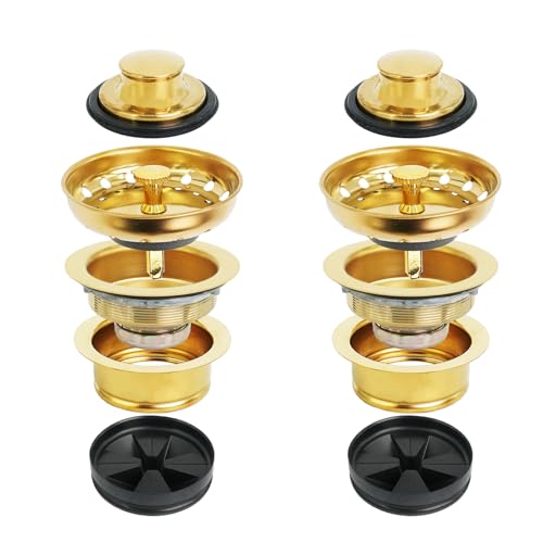 10 piezas Colador de fregadero de cocina 3-1/2 pulg acero inoxidable dorado