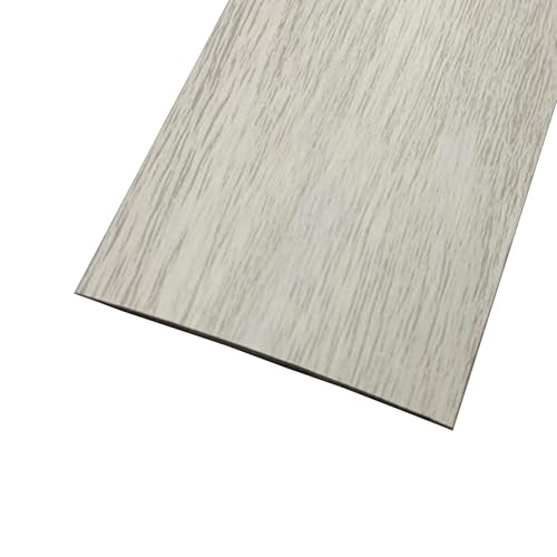White Woodgrain, Flat Laminate to Tile Threshold Bar, PVC Transition Profile, Self-Sticking Vinyl Edge Trim for Floor Gap, Carpet to Floor Seam Joining Strip