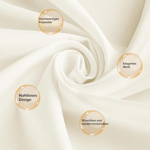 2er-Pack runde Tischdecken, 229 cm, elfenbeinfarben, runde Tischdecke, knitterfrei, waschbar, elfenbeinfarbene Tischdecken… – Ansicht 3
