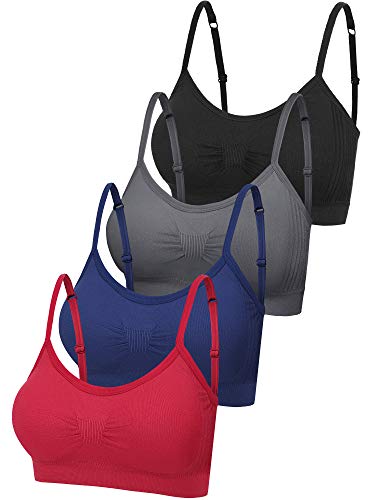 Image of SATINIOR 4 /12 Pieces Bralette Neck Cami Bra Wireless Tank Top Sports Bra for Women