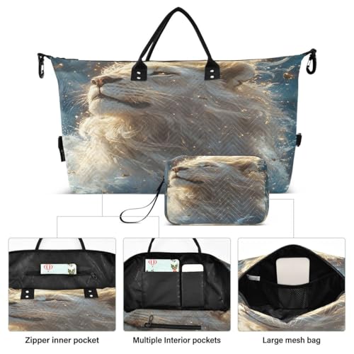 Lion Ocean Water Animal Travel Duffle Bag Gym Bag Weekender Bags with Toiletry Bag Travel Trip Tote Bag2