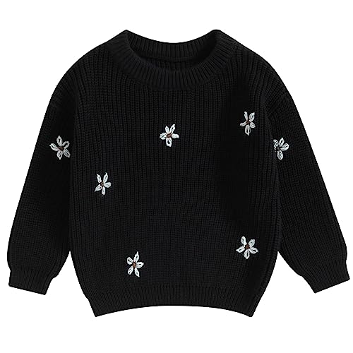 Image of Mubineo Baby Girl Winter Clothes Cute Flower Sweater Crewneck Pullover Long Sleeve Knit Newborn Infant Sweaters