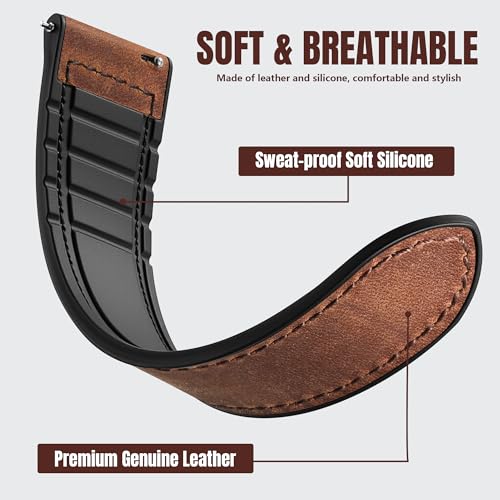 Charlam Magnetic Leather Bands Compatible with Samsung Galaxy Watch 7 Band 6 5 4 FE Active 2 40mm 44mm/Watch 6/4 Classic/Watch 5 Pro/3, 20mm Genuine Leather Straps for Samsung Watch Bands Men Women - image 2