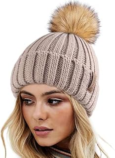 FURTALK Winter Hats for Women Double Layer Fleece Line Beanie Hat with Bobble Pom Pom Hats