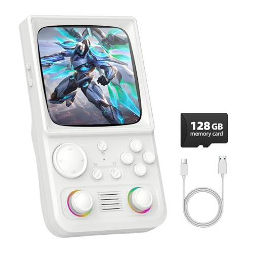 Image of R36TMAX Retro Handheld Game Console, Retro Gaming Console with 4.0 Inch 720x720 IPS Screen, Portable Handheld Linux System, 4000mAh Battery (Ivory White-128GB)