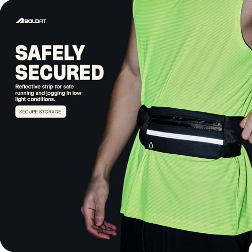Boldfit Running Waist Bag for Men Fanny Pack for Women Running Fanny Pack for Men Running Belt Waist Bag for Women Slim Waist Pouch for Men Waist Bag for Boys Waist Bags for Girls Fanny Bag - Black 6 416ZVvt6RsL