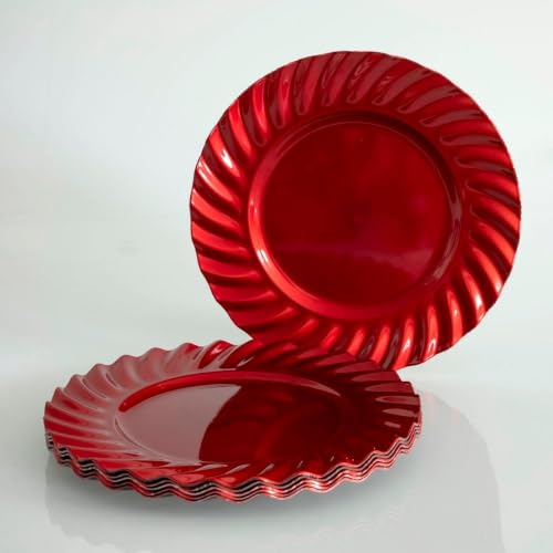 LOLAhome Juego de 6 bajoplatos ondulados de Navidad Color Rojo de 33 cm
