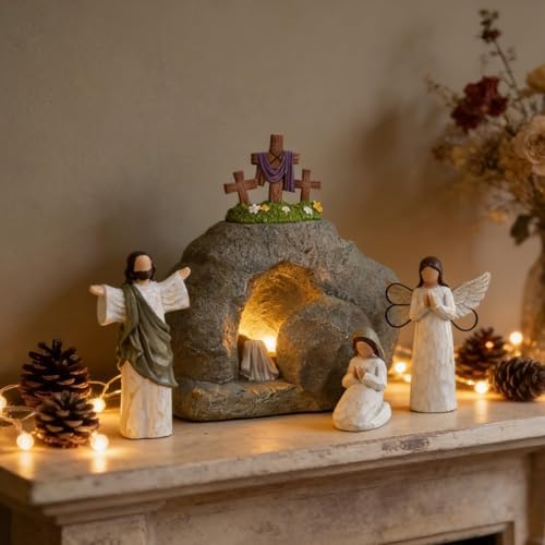 Générique Ensemble De La Nativité De Pâques - Ornements De Figurines Religieuses en Résine | Décoration De Tombeau Vide pour La Résurrection | Idée...