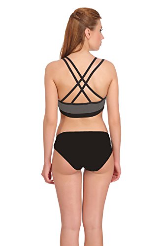 Image of Fashion Comfortz Sports Bra and Panty Set,Ladies Undergarments for Sports,Womens Girls Cotton Lycra Spandex,Bra and Panty Set,Sexy Lingerie,Regular Bra and Panty for Girls Sexy. Grey
