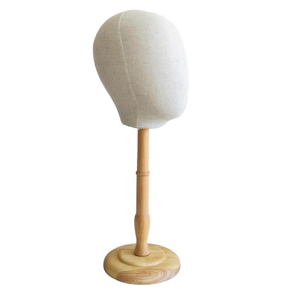 Generic Testa Manichino con Supporto Modello Testa Parrucca Porta Gioielli Porta Cappelli Espositore Occhiali in Tela Su Base Legno Adatto per Esposizione Neg, Legno alto