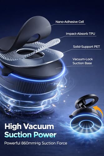 Image of 2026 Upgraded Magnetic Vacuum Car Phone Holder - Strong Suction MagSafe Mount, 360 Rotatable Dashboard & Windshield Mobile Holder, Hands-Free Universal for iPhone & Android