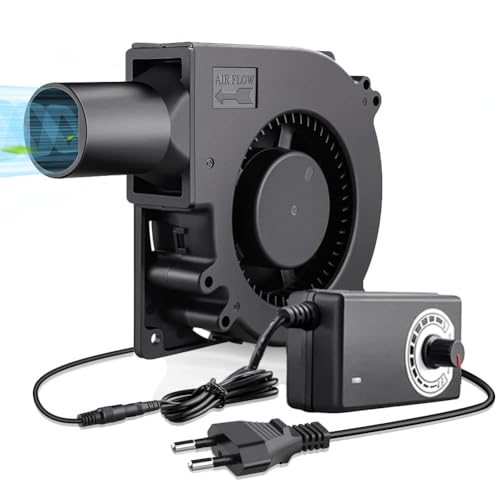 Zinueen Ventilador radial de 12V, ventilador de 120 mm, ventilador radial con controlador, turbinas turbo de 120 mm, ventilador de ventilador de 230 V, para cambio de ventilador, barbacoa, chimenea