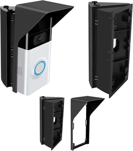 Soporte de montaje de ángulo ajustable compatible con timbres de video 2/3/4, ángulo de repuesto ajustable para timbre de video, kit de soporte de placa de montaje con cubierta de lluvia, impermeable