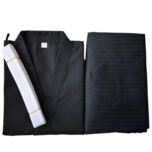 QuxetlRyz Uniforme de kárate Uniforme Profesional de Artes Marciales Dobok y Taekwondo, Ropa con Cuello en V for Escuela de Gimnasia, Karate y Taekwondo(Black,160)