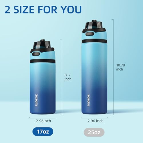 Image of BJPKPK 17oz Insulated Water Bottle with Straw Lid & Handle, Stainless Steel | Leak-Proof 2-in-1 Straw & Spout Lid, BPA-Free Vacuum Insulated Bottle Fits Cup Holders for Gym, Office, Travel & Outdoor