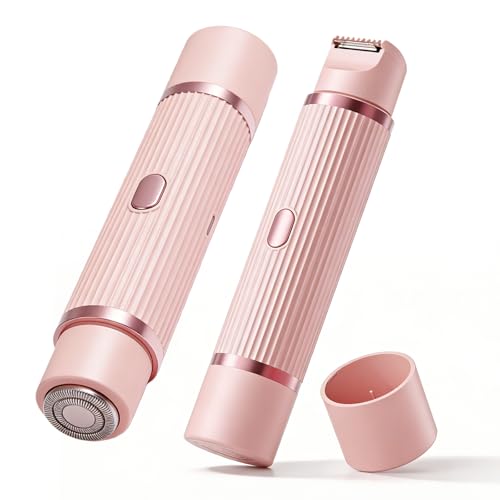 Maquinilla de afeitar íntima eléctrica para mujer, 2 en 1, mojado/seco, resistente al agua, recortadora de bikini para mujer, depiladora facial para mujer, para la cara púbica, axilas, piernas