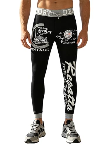 Linjinx Pantalones de compresión para hombre, mallas deportivas para correr, transpirables, para gimnasio, correr y sesiones de entrenamiento, Negro Gris Claro A, XL