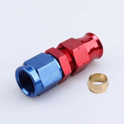 AC PERFORMANCE -6 AN Female to 3/8" Hardline Fitting Aluminum Red Blue