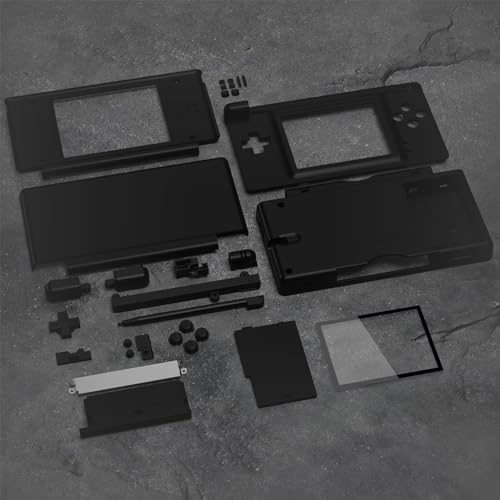 Image of eXtremeRate Black Replacement Full Housing Shell for Nintendo DS Lite, Custom Handheld Console Case Cover with Buttons, Screen Lens for Nintendo DS Lite NDSL - Console NOT Included