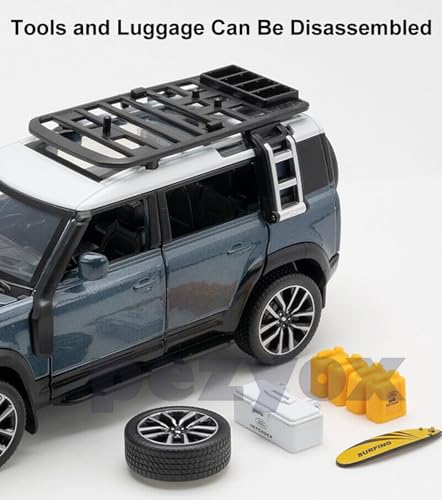 Image of Die-Cast Zinc Alloy 1:24 Scale Defender Camping【Large】 with 6 Openable Doors,Lights & Music. (Blue)