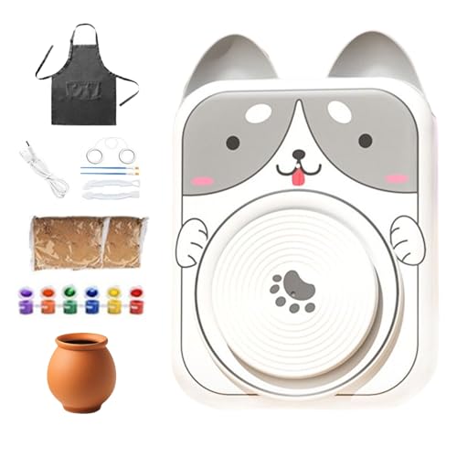 Torno De Cerámica Para Principiantes 5V Corriente Continua - Torno de Cerámica Infantil con Animales,Herramientas de Arte para Modelar Moldear Tallar y Pintar Arcilla