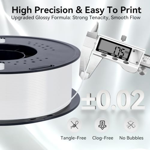 Image of Kingroon Silk PLA Filament 1.75mm, 3D Printer Filament Pearl White 1KG